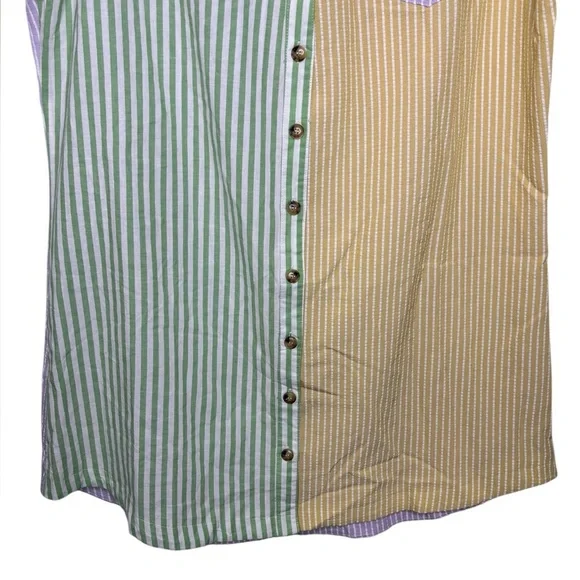 NEW Umgee Color Block Button Up Mini Shirt Dress Size XL Stripped Multicolor - Picture 3 of 12
